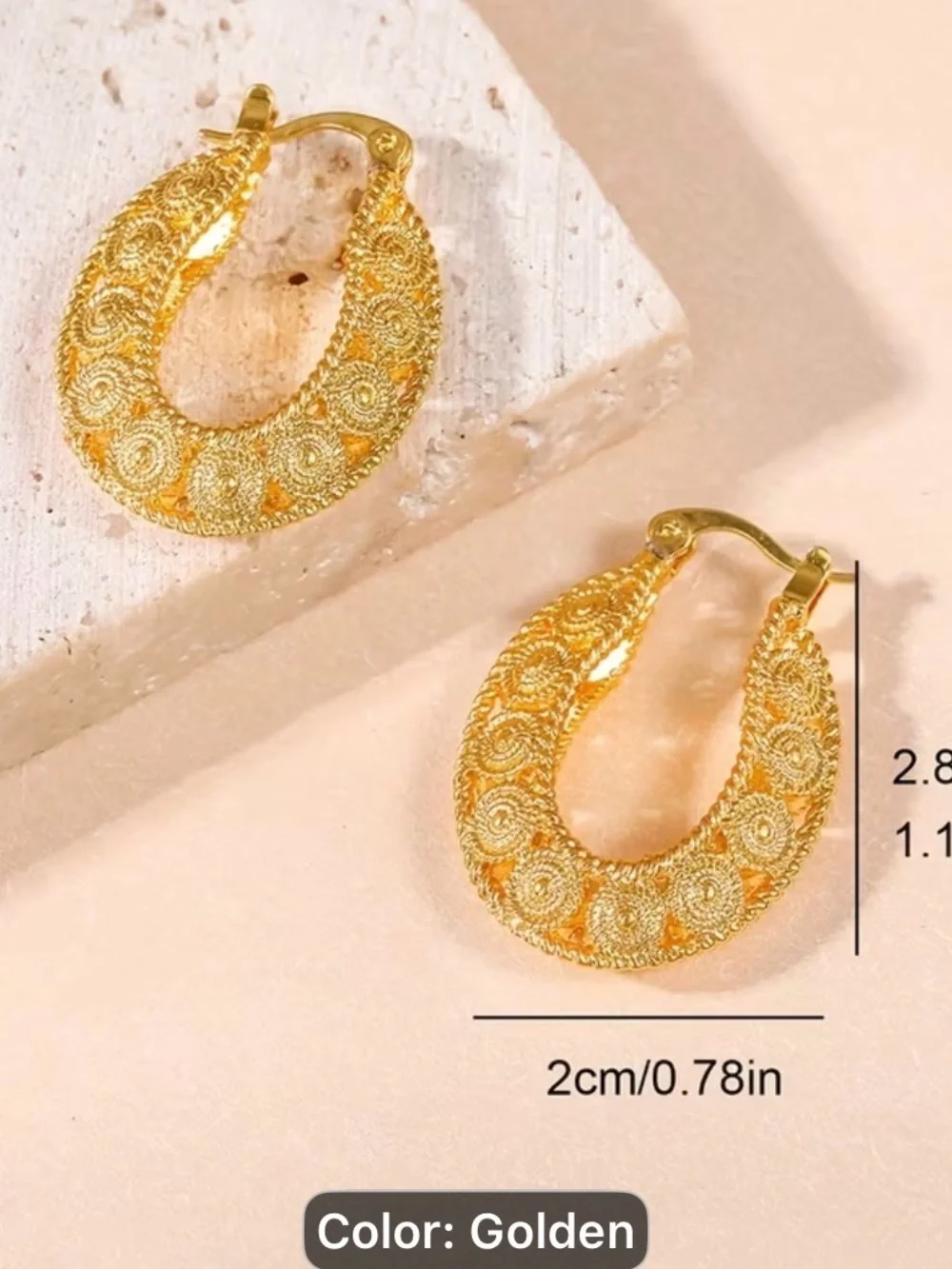 Golden Filigree Hoop Earrings - Women Jewelry